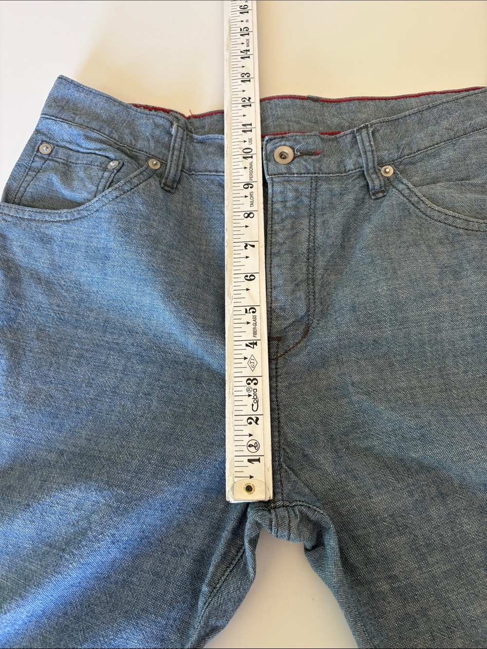 Raleigh Denim Graham Trousers Chambray Handmade Business Casual 5 Pocket Size 33 - Picture 10 of 11
